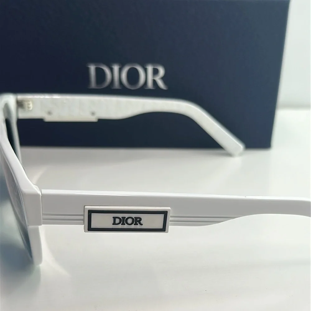 DiorB23 R1I Monogram Logo Blue Mirrored Pantos Sunglasses